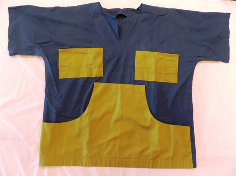 Performance Shirt with Pockets - Blue Shirt with Yellow Pckets