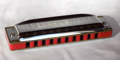 Hohner Blues Harp, Cross Harp Reed Plates, Key of Db, Hot Red Corian Comb