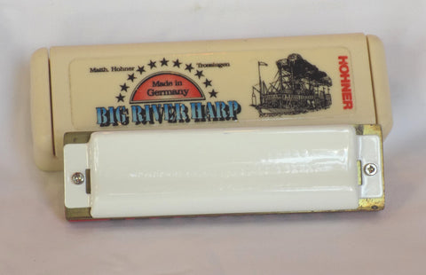 Hohner Big River, Key of Eb, Hot Red Corian Comb, Gloss White Powder Coated  Covers