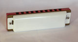Hohner Big River, Key of Eb, Hot Red Corian Comb, Gloss White Powder Coated  Covers