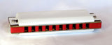 Hohner Big River, Key of Eb, Hot Red Corian Comb, Gloss White Powder Coated  Covers