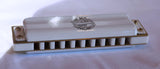 Hohner Marine Band Crossover, Key of C, Glacier White Dupont™ Corian®  Comb, White Powder Coated Covers